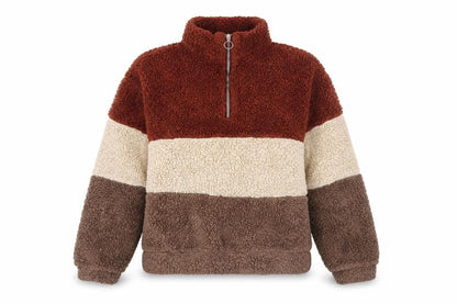 Dilvin Womens Brown Colourblock Polyester Pullover Sweatshirt Size S Zip
