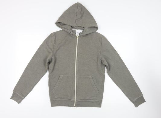 Topman Mens Grey Cotton Full Zip Hoodie Size XS - Pockets