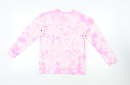 Marks and Spencer Girls Pink Geometric Cotton Pullover Sweatshirt Size 12-13 Years Pullover - Smiley World Tie-Dye