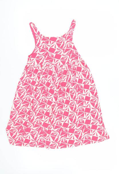 H&M Girls Pink Geometric Viscose Tank Dress Size 10-11 Years Scoop Neck Pullover