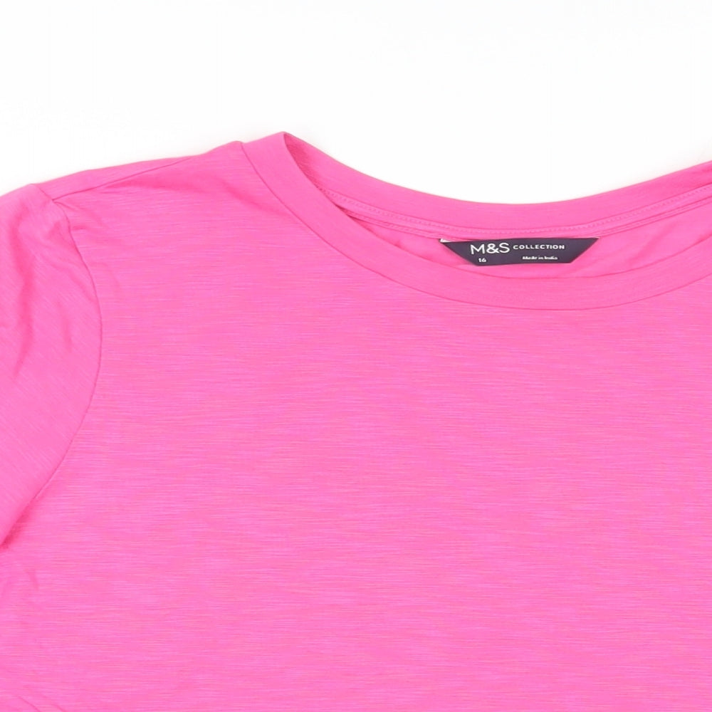 Womens UK Size 16 Marks and Spencer Pink Basic T-Shirt