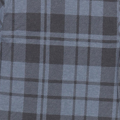 Topman Mens Blue Plaid Cotton T-Shirt Size XS Crew Neck