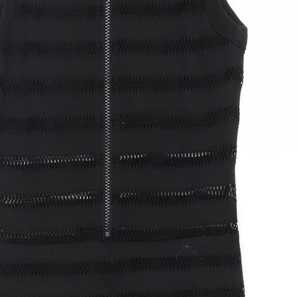 Silence + Noise Womens Black Polyester Bodycon Size M Round Neck Zip