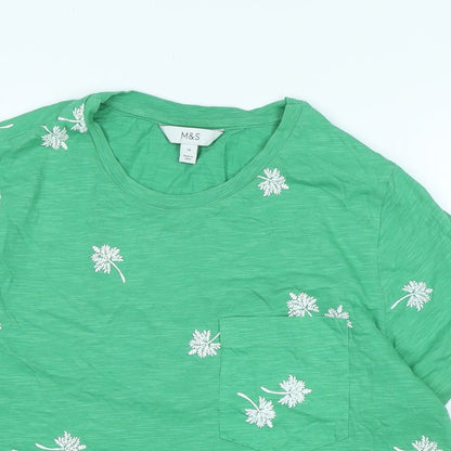 Womens UK Size 14 Marks and Spencer Green Basic T-Shirt