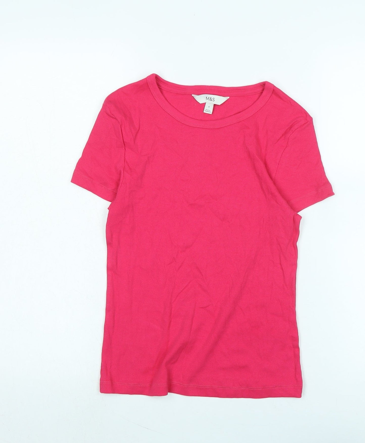 Womens UK Size 8 Marks and Spencer Pink Basic T-Shirt