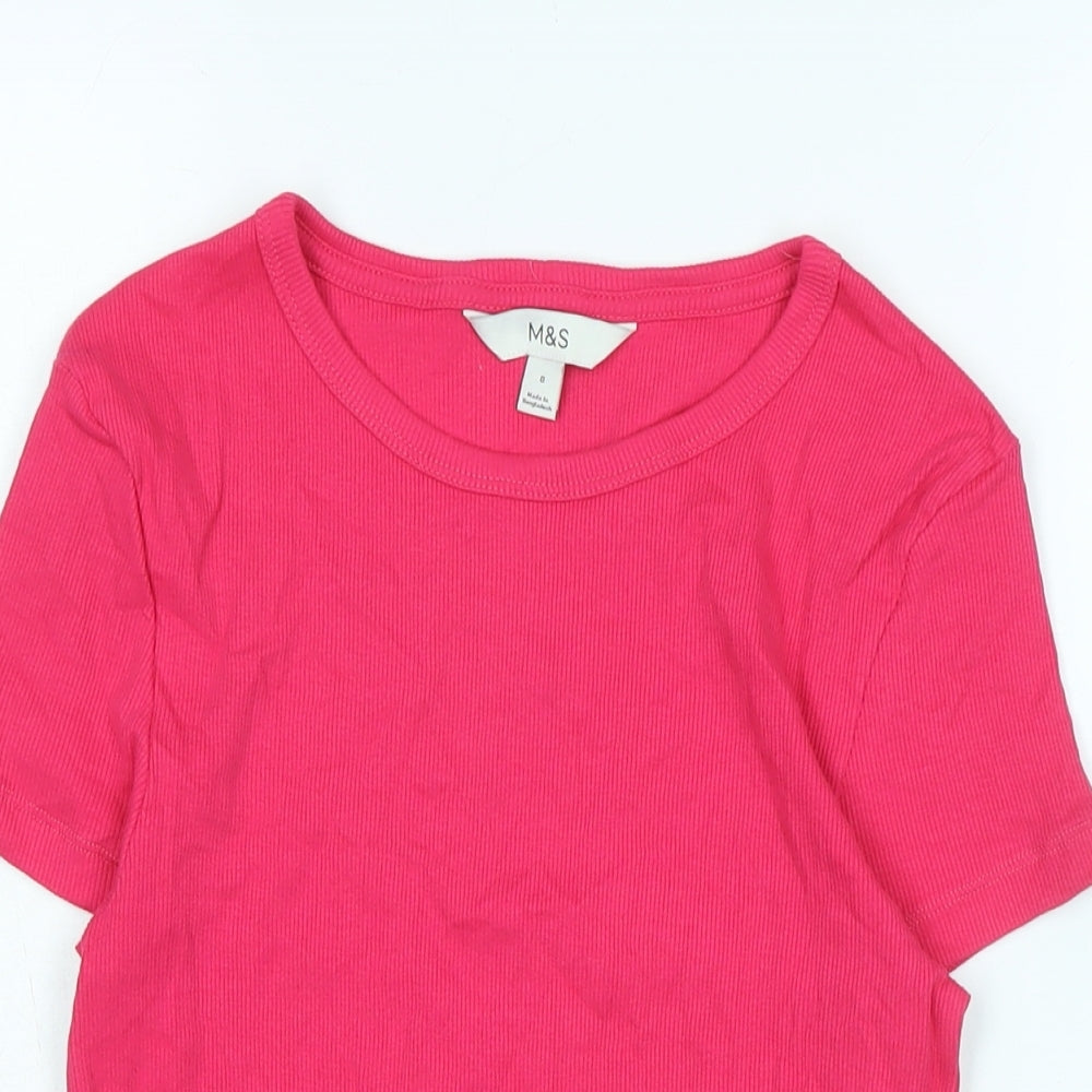 Womens UK Size 8 Marks and Spencer Pink Basic T-Shirt