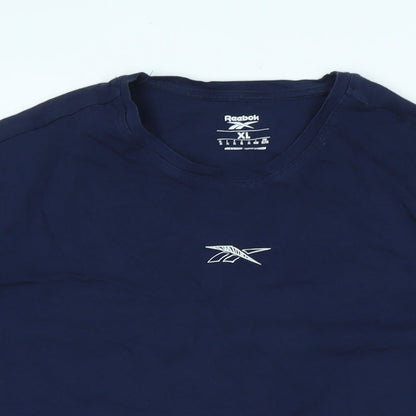 Reebok Mens Blue Cotton T-Shirt Size XL Collared - Logo