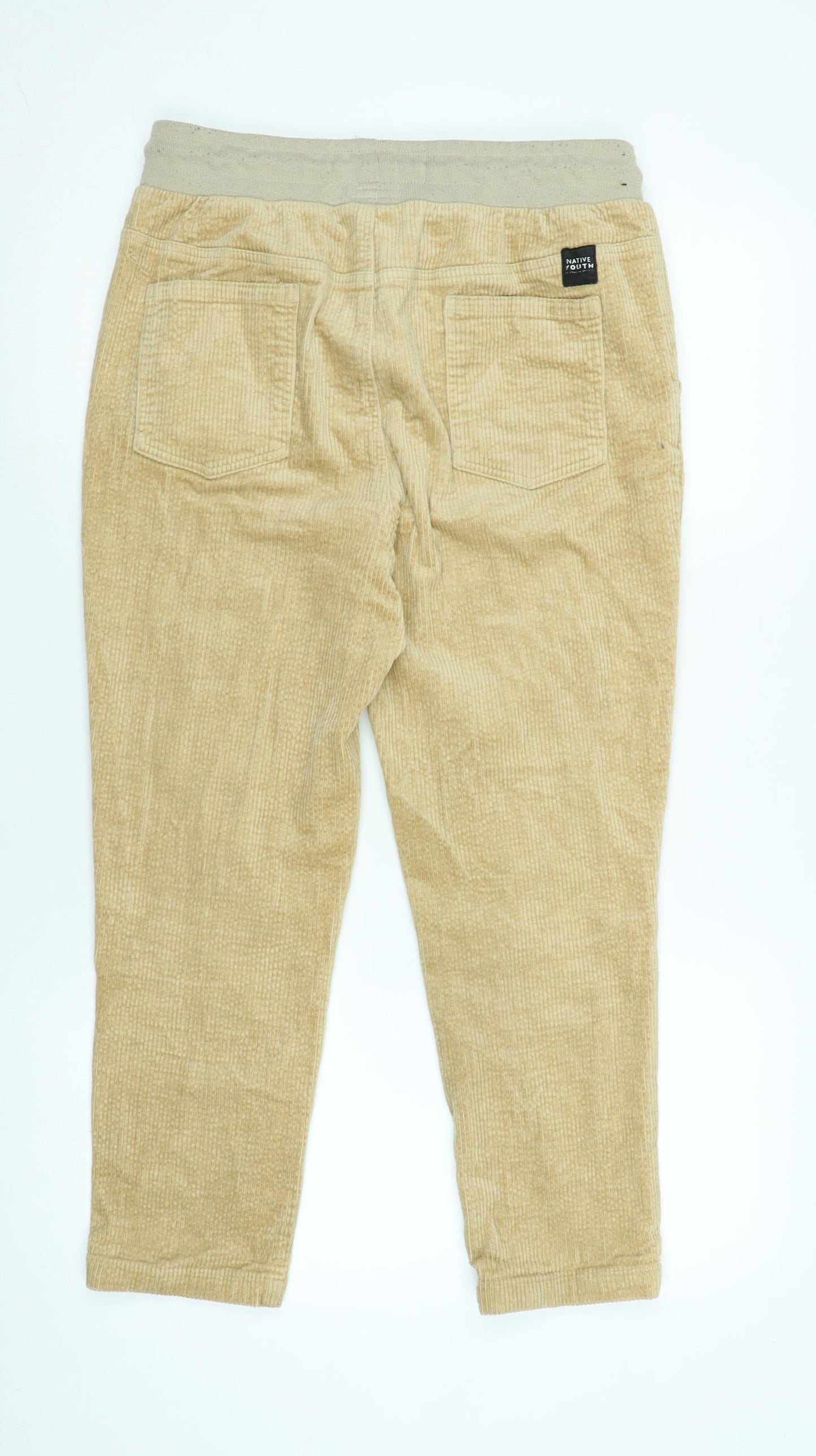 native youth Boys Beige Cotton Jogger Trousers Size 16 Years L24 in Regular Tie - Logo