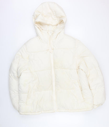 H&M Womens Ivory Jacket Coat Size M Zip