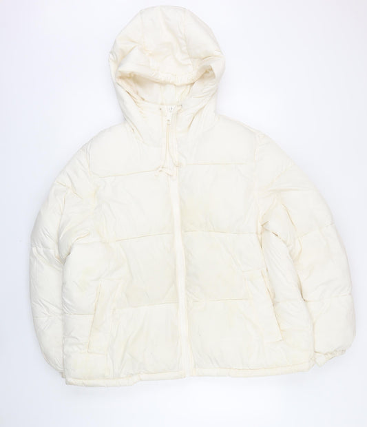 H&M Womens Ivory Jacket Coat Size M Zip