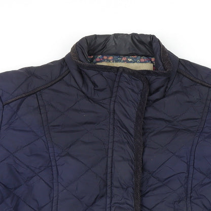 Avenue Womens Blue Quilted Jacket Size S Zip
