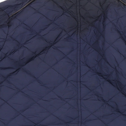 Avenue Womens Blue Quilted Jacket Size S Zip