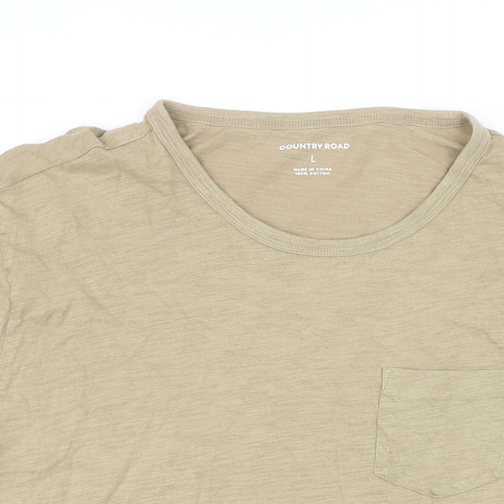 Womens UK Size L Country Road Beige Basic T-Shirt