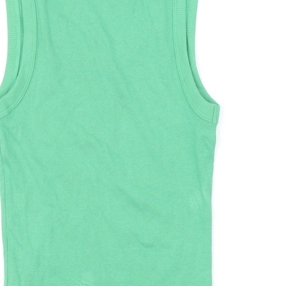 Womens UK Size 8 Marks and Spencer Green Basic T-Shirt