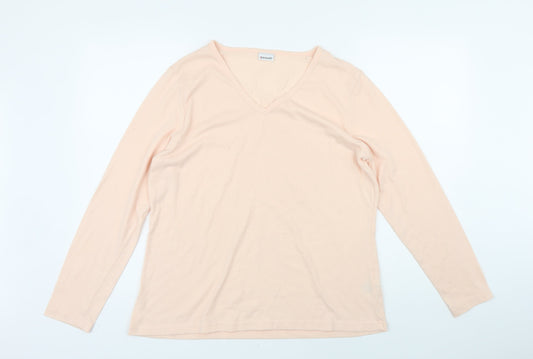 Damart Womens Pink Polyester Basic T-Shirt Size 18 V-Neck