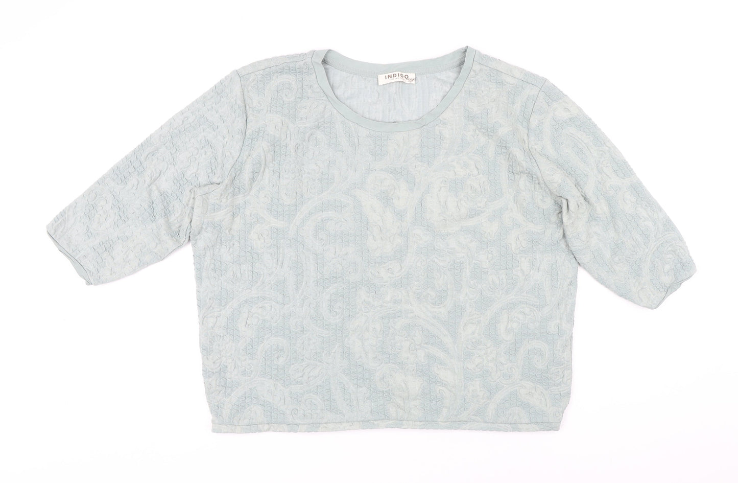 Womens UK Size 16 Indigo Green Basic T-Shirt