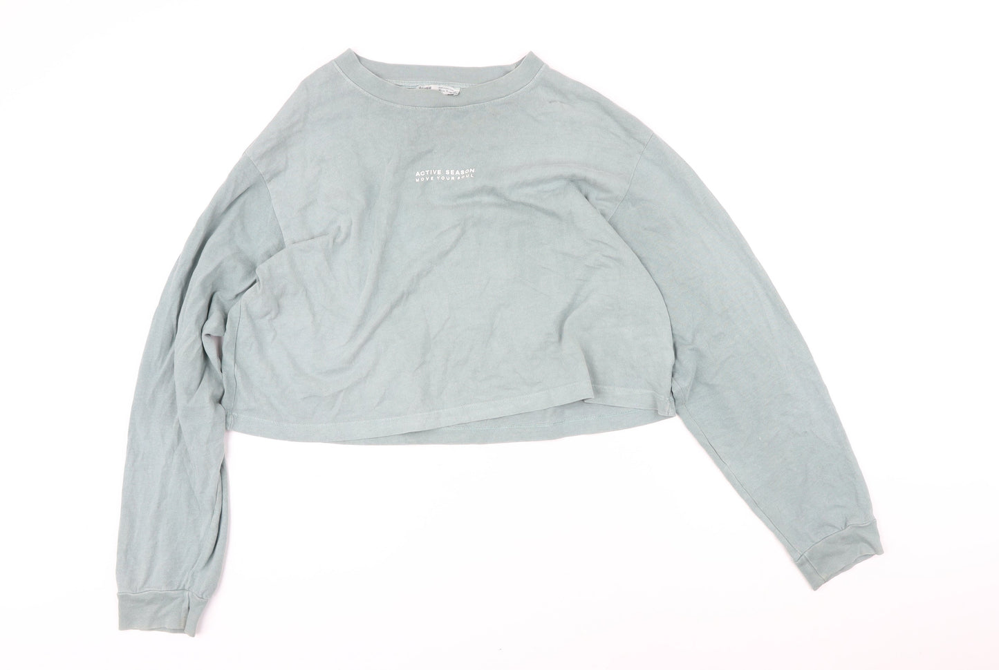 Womens UK Size M Pull&Bear Green Pullover Sweatshirt