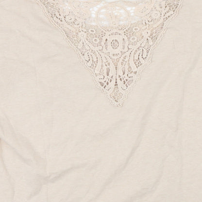 Womens UK Size 16 Indigo Beige Basic T-Shirt
