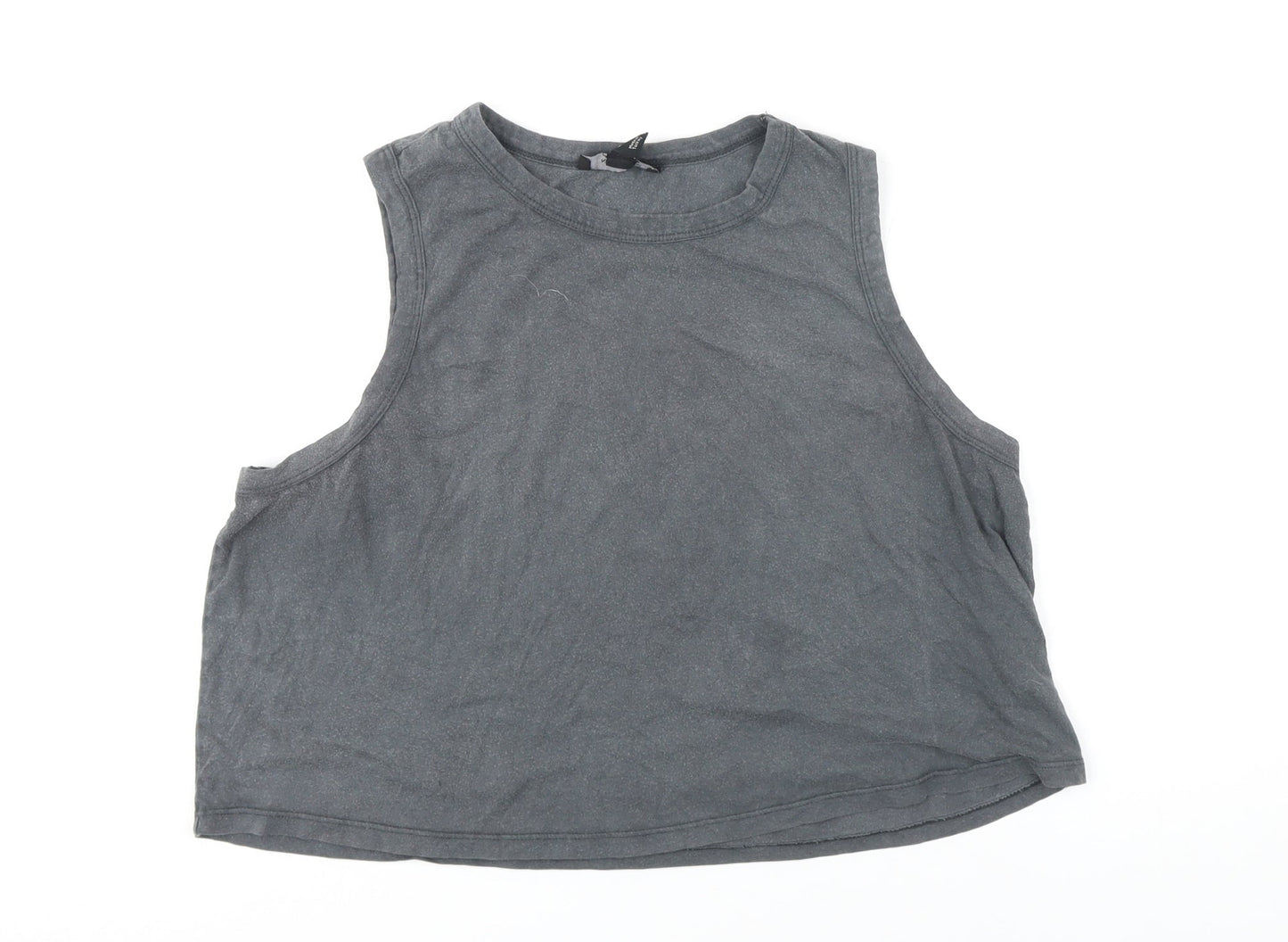 Womens UK Size 16 New Look Grey Cropped T-Shirt