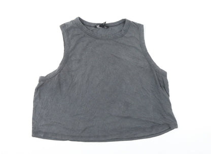 Womens UK Size 16 New Look Grey Cropped T-Shirt