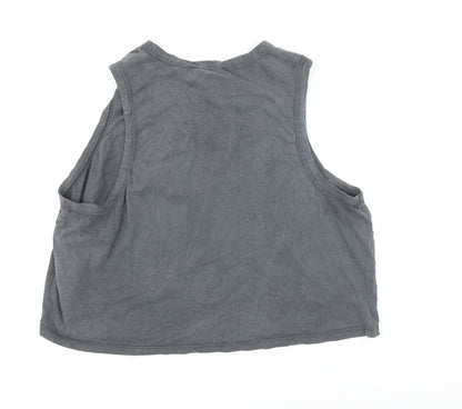 Womens UK Size 16 New Look Grey Cropped T-Shirt