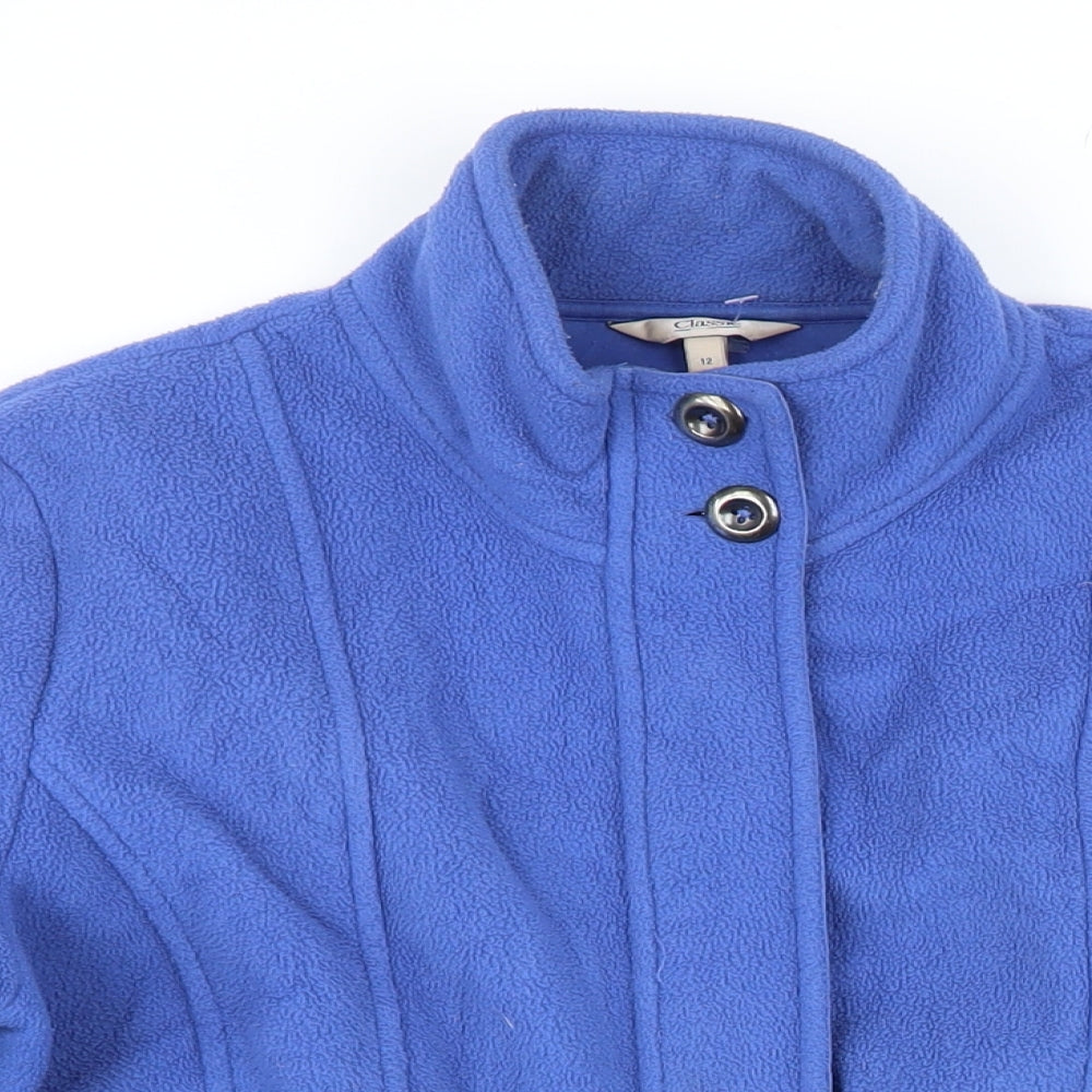 Classic Womens Blue Polyester Full Zip Sweatshirt Size 12 Zip