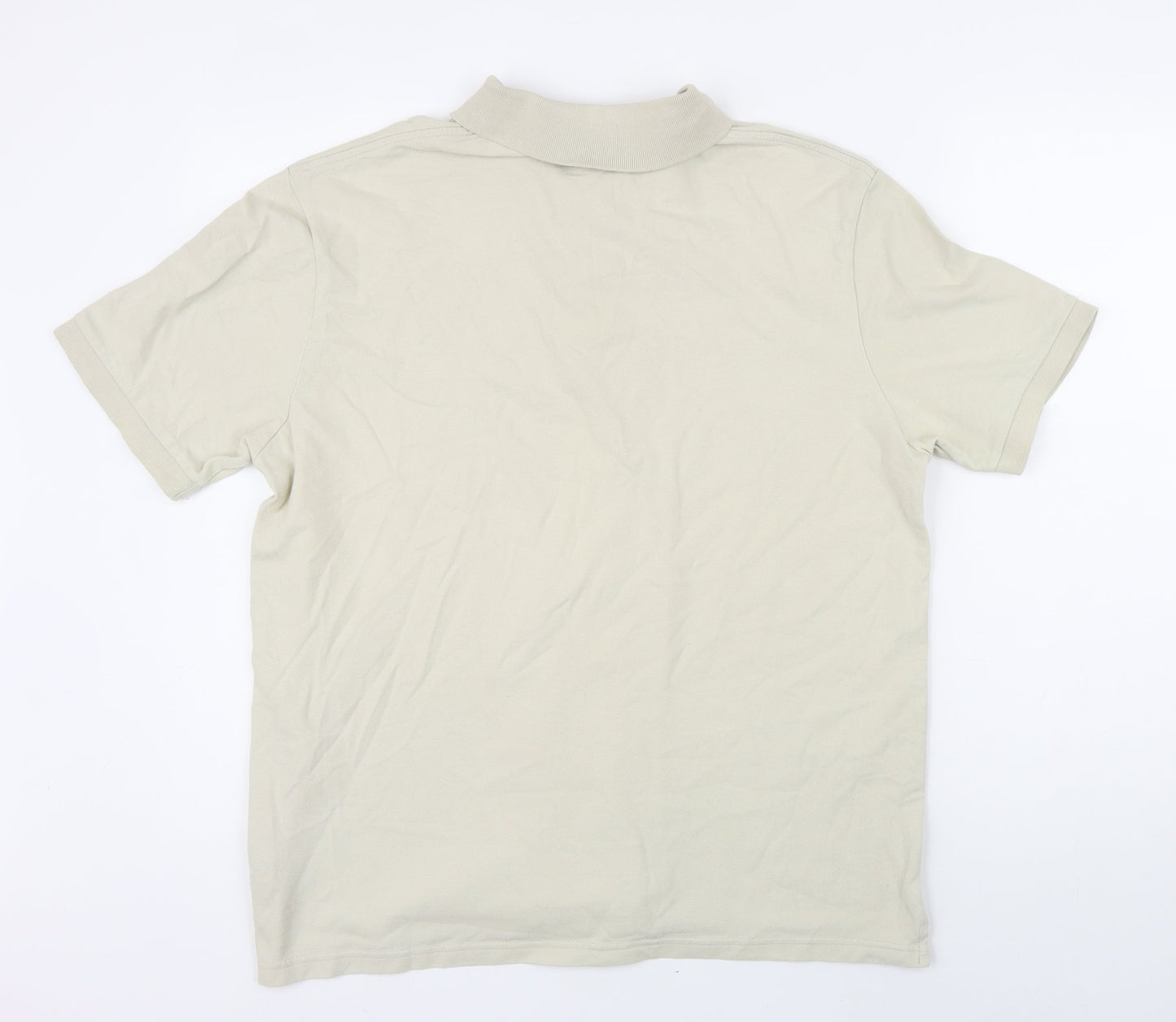 Blue Harbour Mens Beige Cotton Polo Size M Collared Button