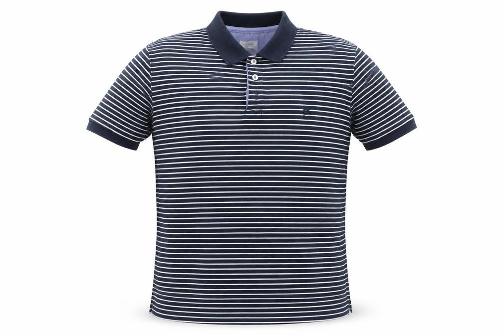 Cacharel Mens Black Striped 100% Cotton Polo Size L Collared Button