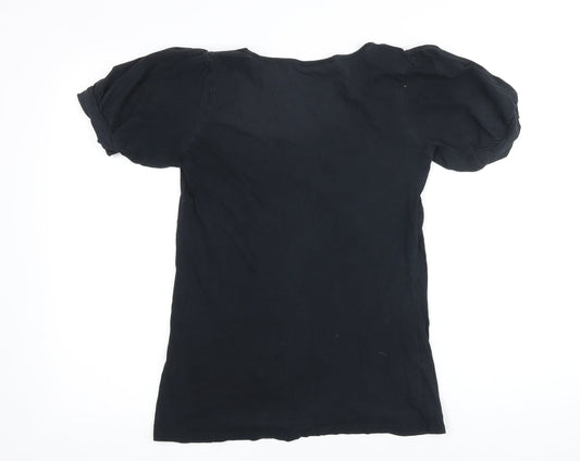 Womens UK Size 10 Dorothy Perkins Black Basic T-Shirt