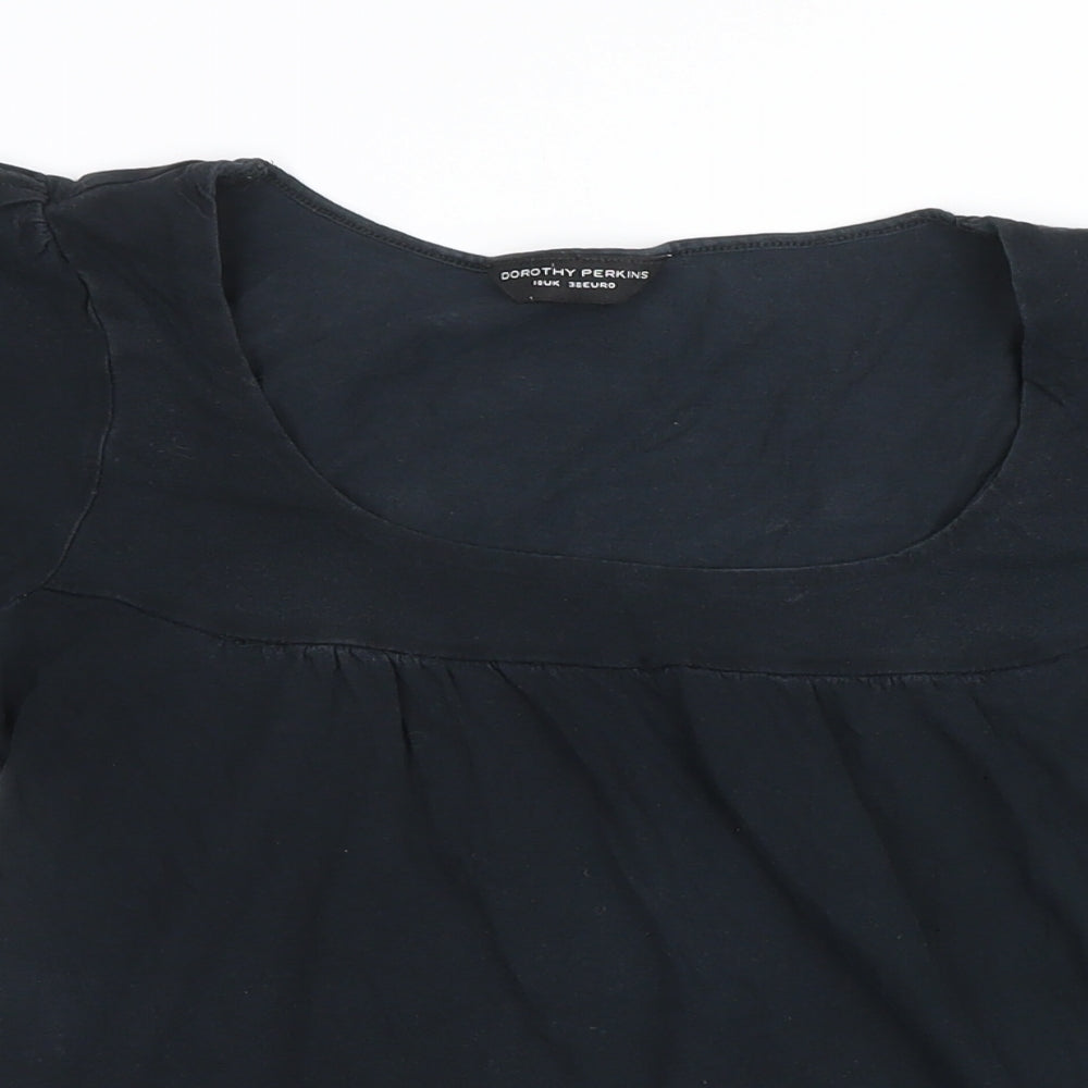 Womens UK Size 10 Dorothy Perkins Black Basic T-Shirt