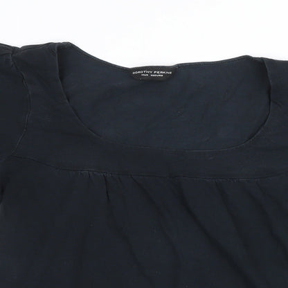 Womens UK Size 10 Dorothy Perkins Black Basic T-Shirt