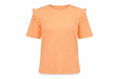 New Look Womens Orange Polyester Basic T-Shirt Size 12 Round Neck