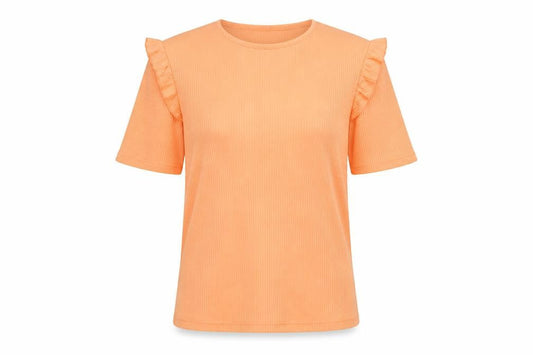 New Look Womens Orange Polyester Basic T-Shirt Size 12 Round Neck