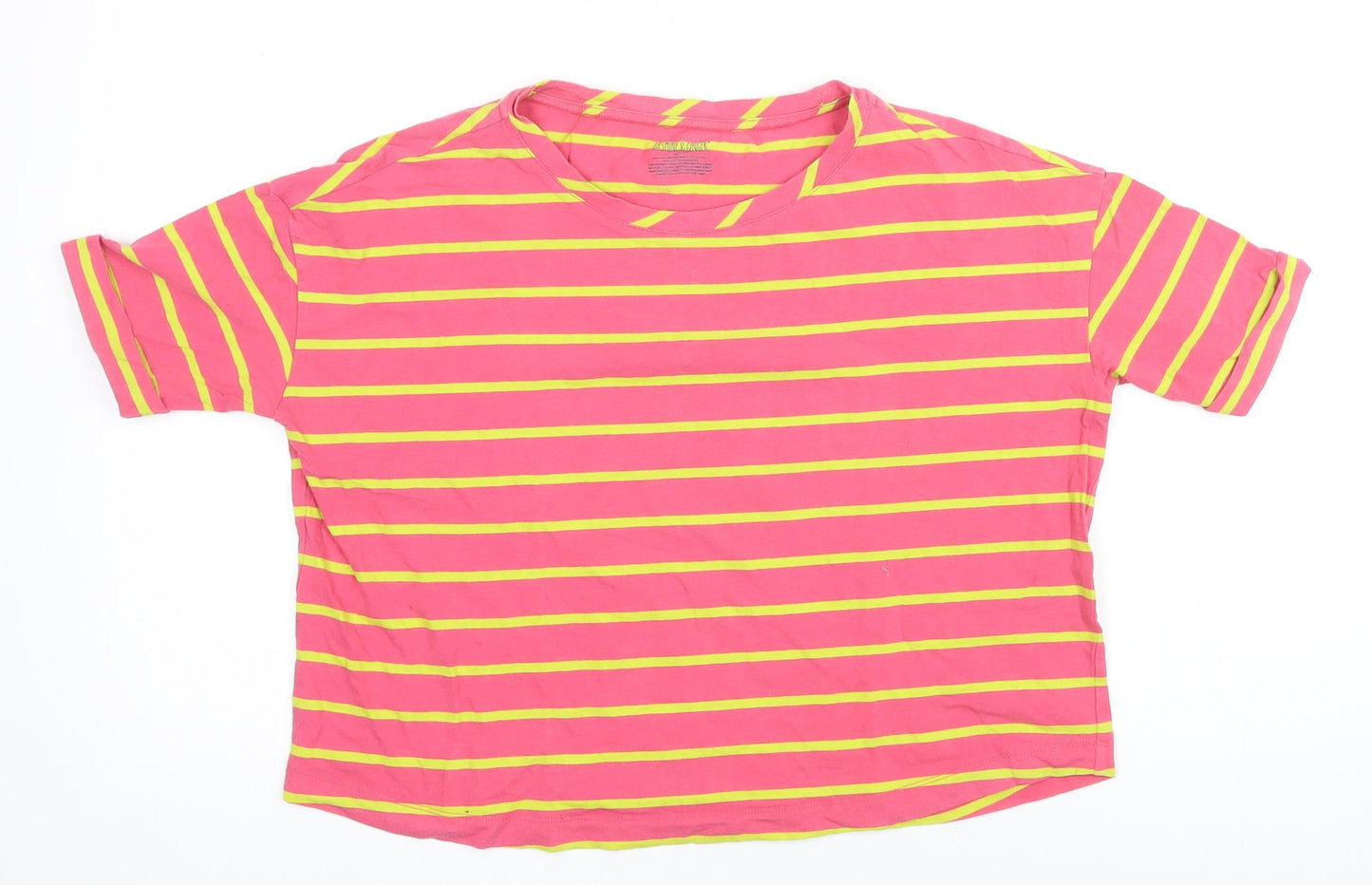 Jasmine & ginger Womens Pink Striped 100% Cotton Basic T-Shirt Size XS Round Neck