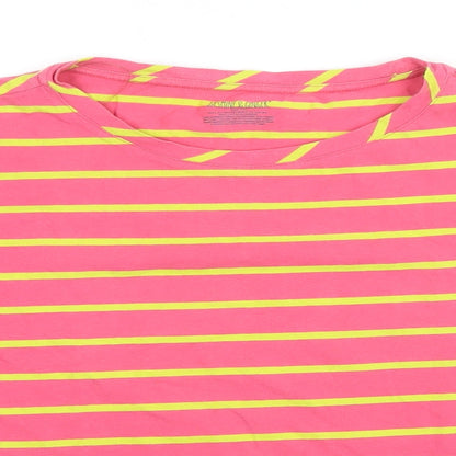 Jasmine & ginger Womens Pink Striped 100% Cotton Basic T-Shirt Size XS Round Neck