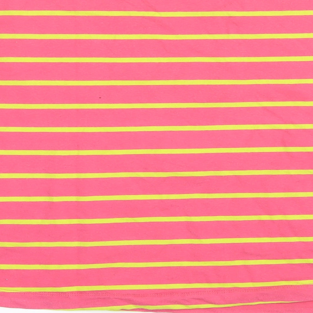 Jasmine & ginger Womens Pink Striped 100% Cotton Basic T-Shirt Size XS Round Neck