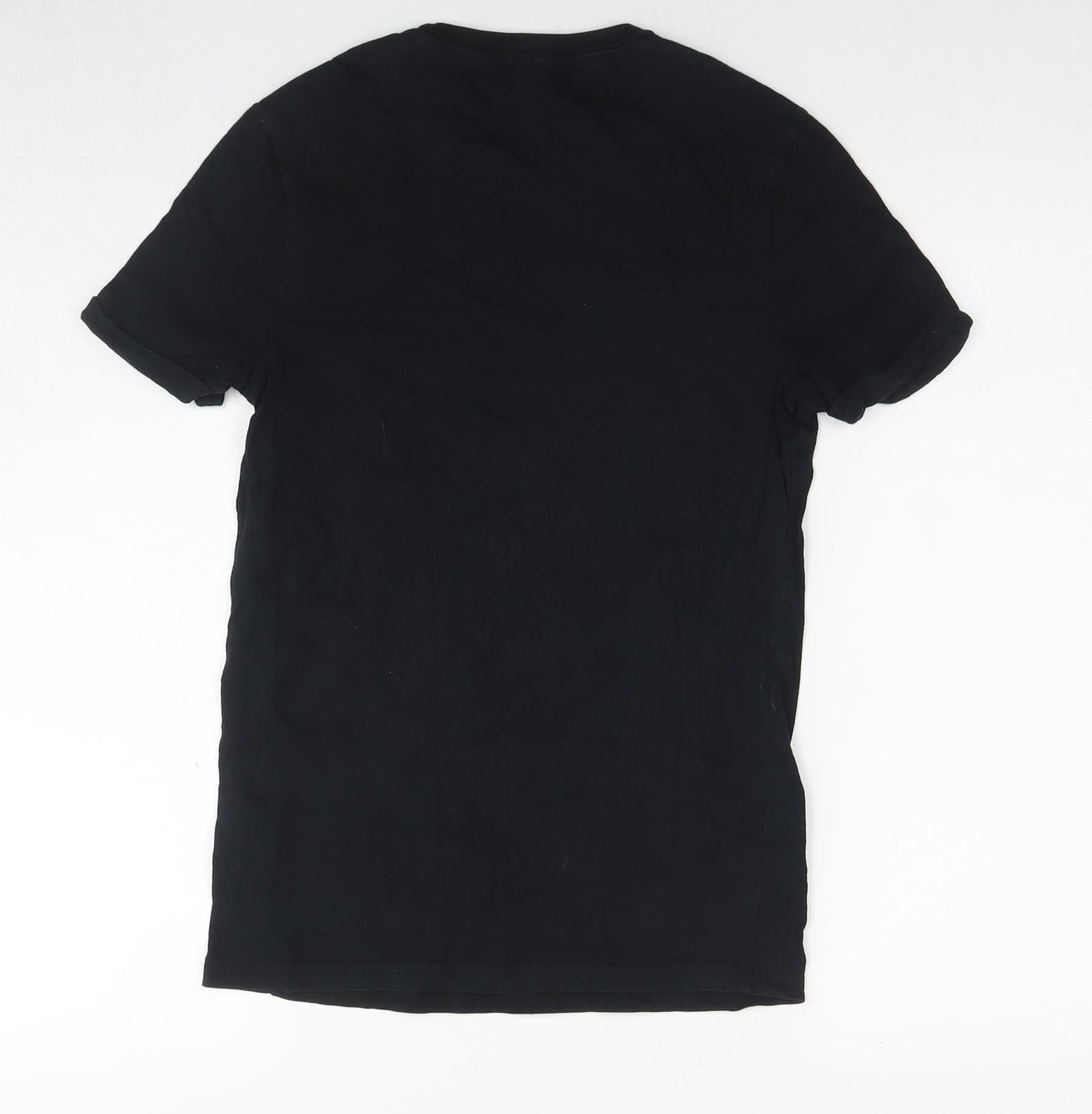 Topman Mens Black Cotton T-Shirt Size XS Round Neck - Size 2XS Geometric print pocket