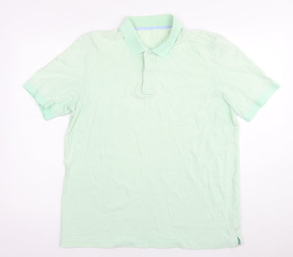 Lands' End Mens Green Cotton Polo Size M Collared Pullover