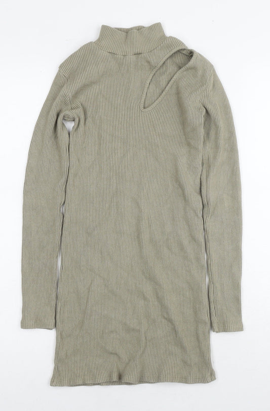 Womens UK Size M Zara Green Tunic T-Shirt