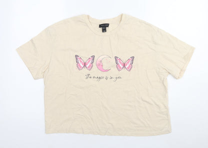Womens UK Size 12 New Look Beige Basic T-Shirt