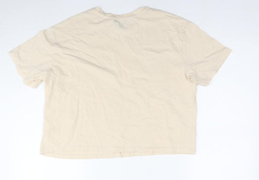 Womens UK Size 12 New Look Beige Basic T-Shirt