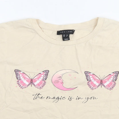 Womens UK Size 12 New Look Beige Basic T-Shirt