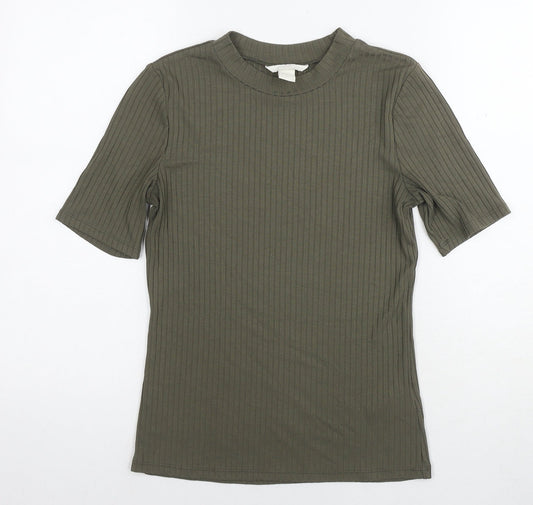 Womens UK Size S H&M Green Basic T-Shirt