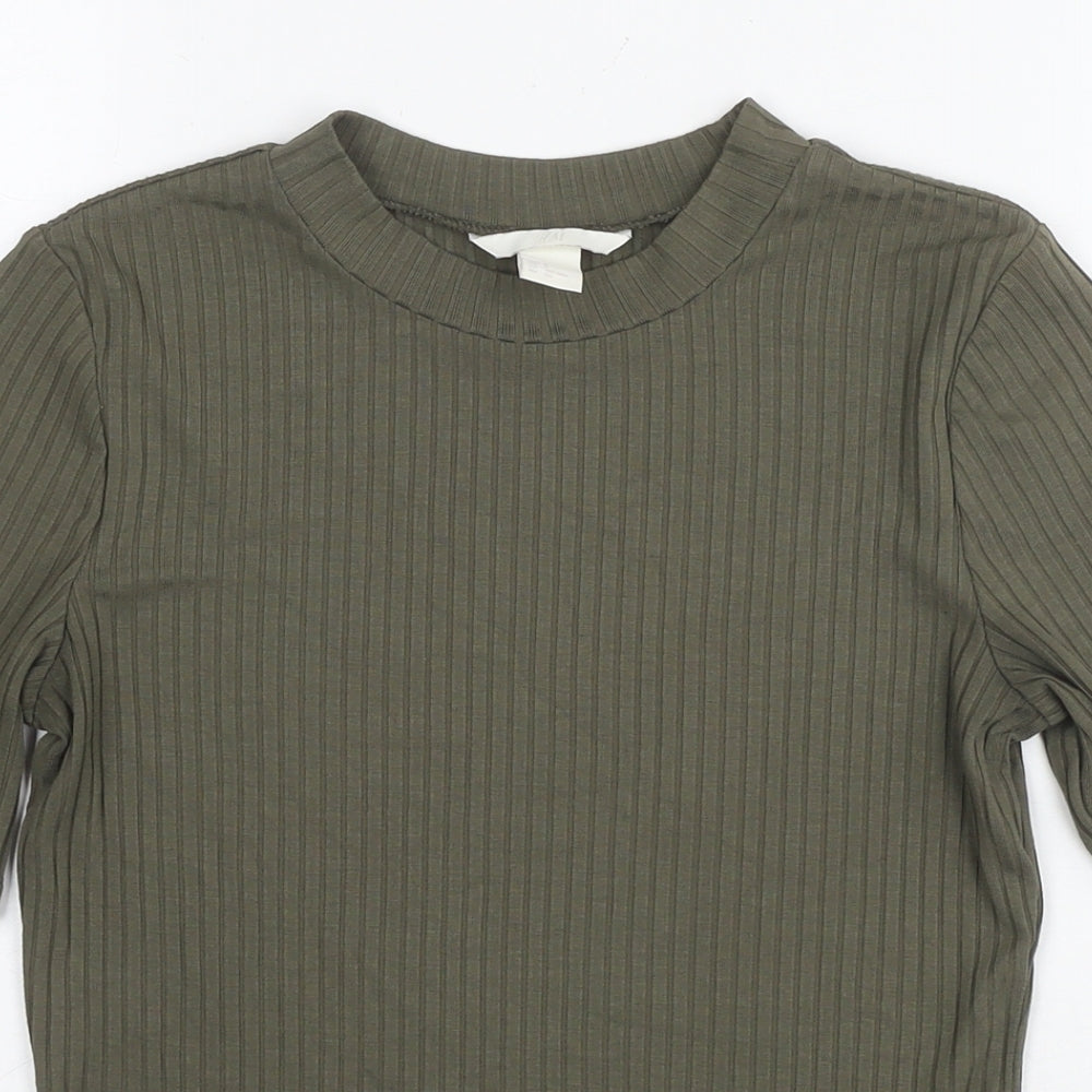 Womens UK Size S H&M Green Basic T-Shirt