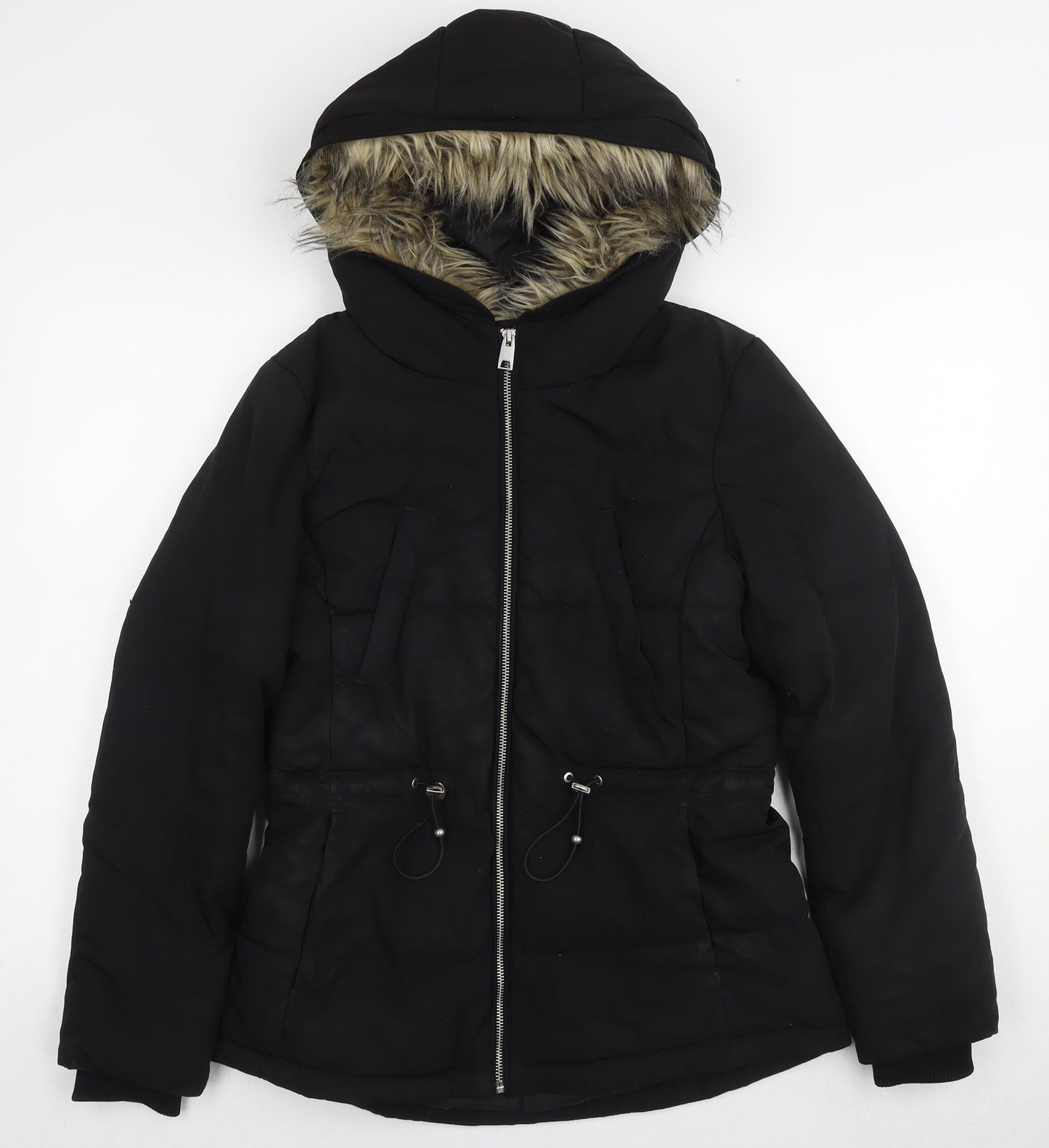 Womens UK Size 10 H&M Black Parka Coat