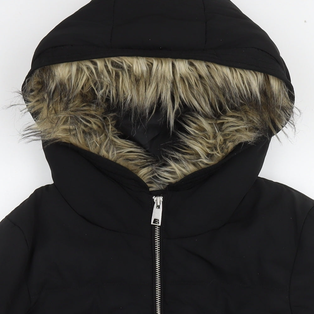 Womens UK Size 10 H&M Black Parka Coat
