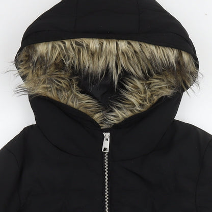Womens UK Size 10 H&M Black Parka Coat