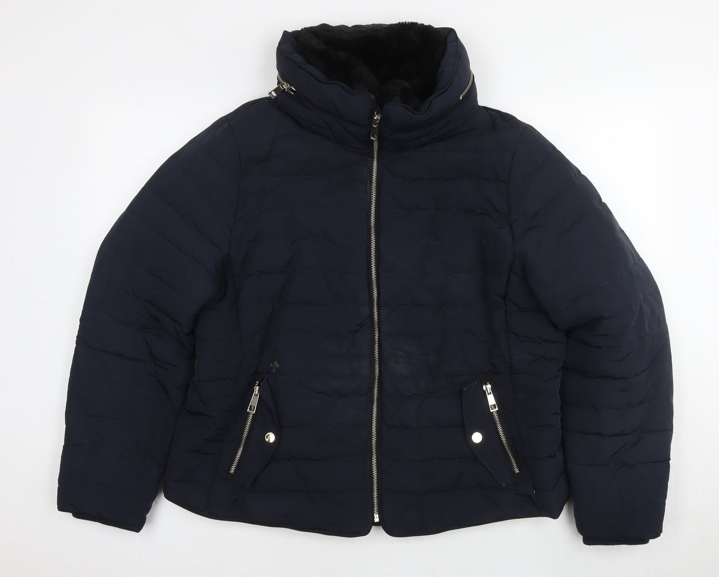 Womens UK Size 12 Marks and Spencer Blue Quilted Coat