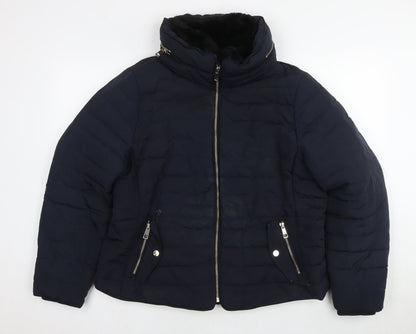 Womens UK Size 12 Marks and Spencer Blue Quilted Coat