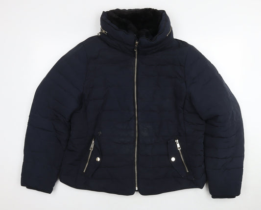 Womens UK Size 12 Marks and Spencer Blue Quilted Coat